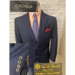 Cremieux Ing‎ Loro Piana Italy Sz 48L Blue Striped Suit Sport Coat Blazer Jacket